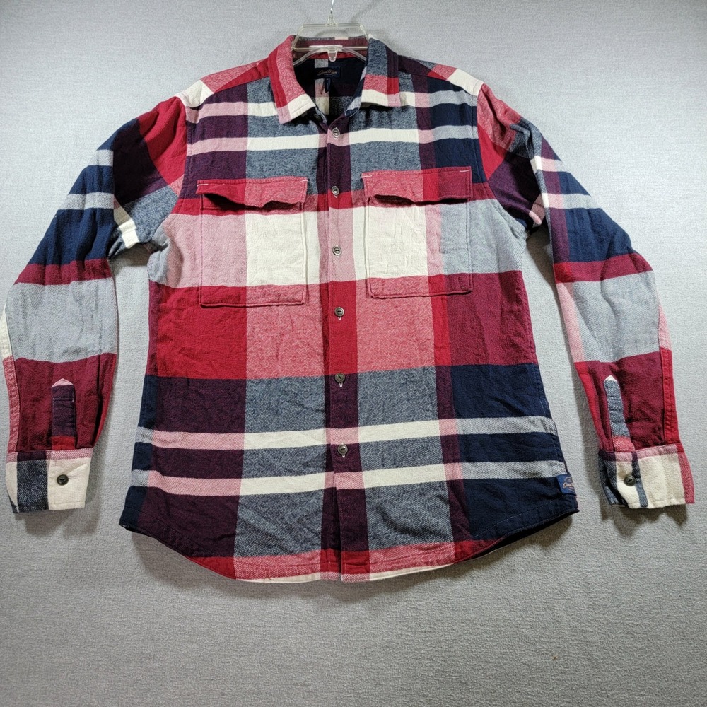 Good Man Brand Flannel Shirt Mens Size M Red‎ Plaid Hidden Pocket Button